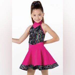 Sequin Sparkle Dance Jazz Costume- Pink and Black